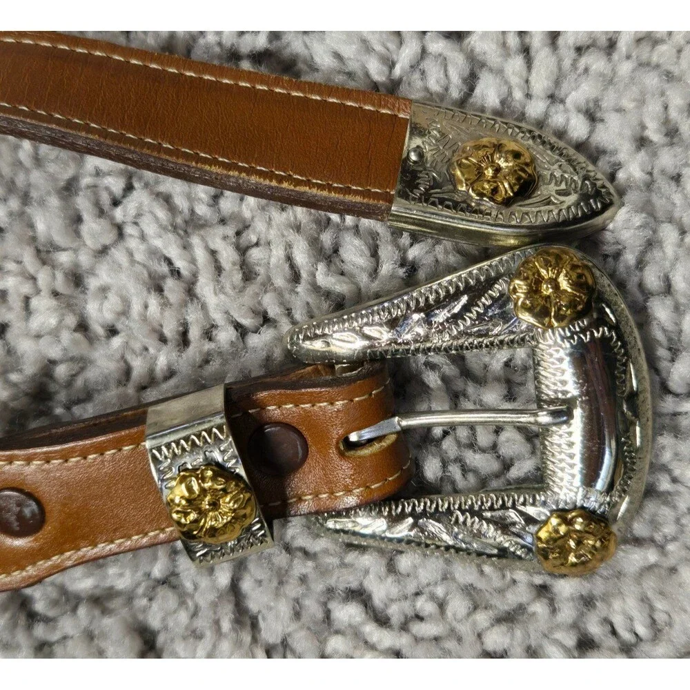 Justin Tan Stitch Western Leather Belt 28